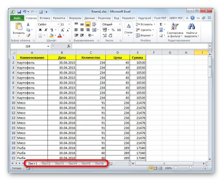 Štítky listů v aplikaci Microsoft Excel