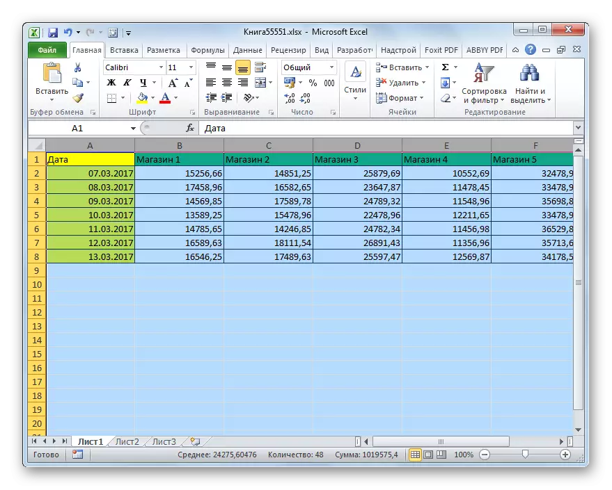 కాలమ్ వెడల్పు Microsoft Excel లో విస్తరించింది