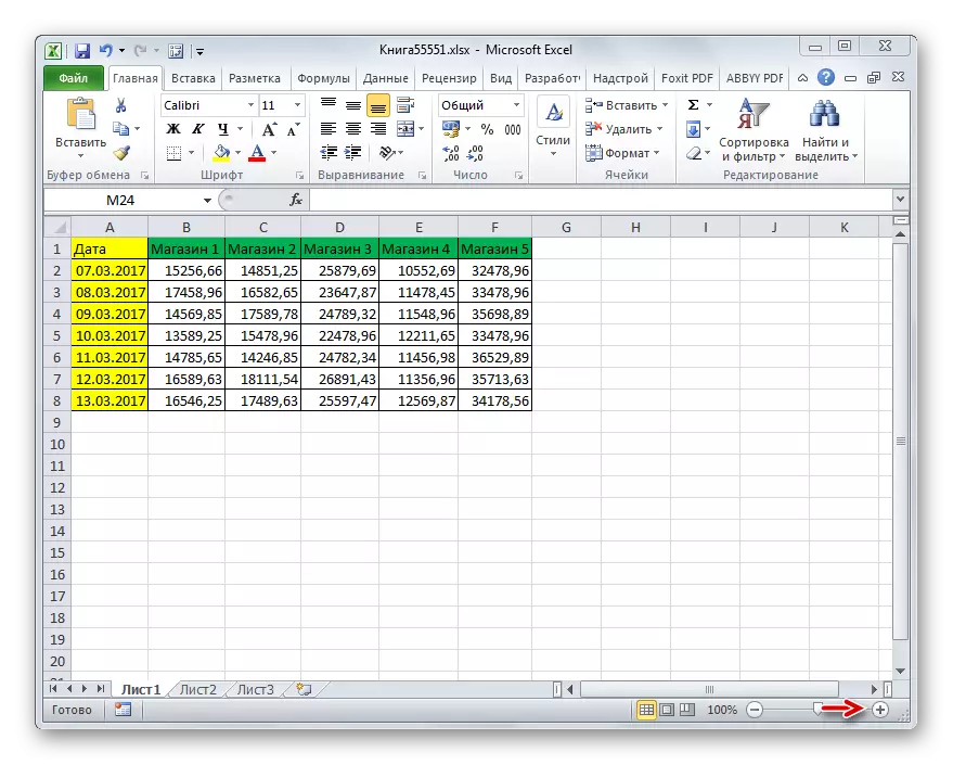 Табобат ба слайдерҳои васеътар дар Microsoft Excel