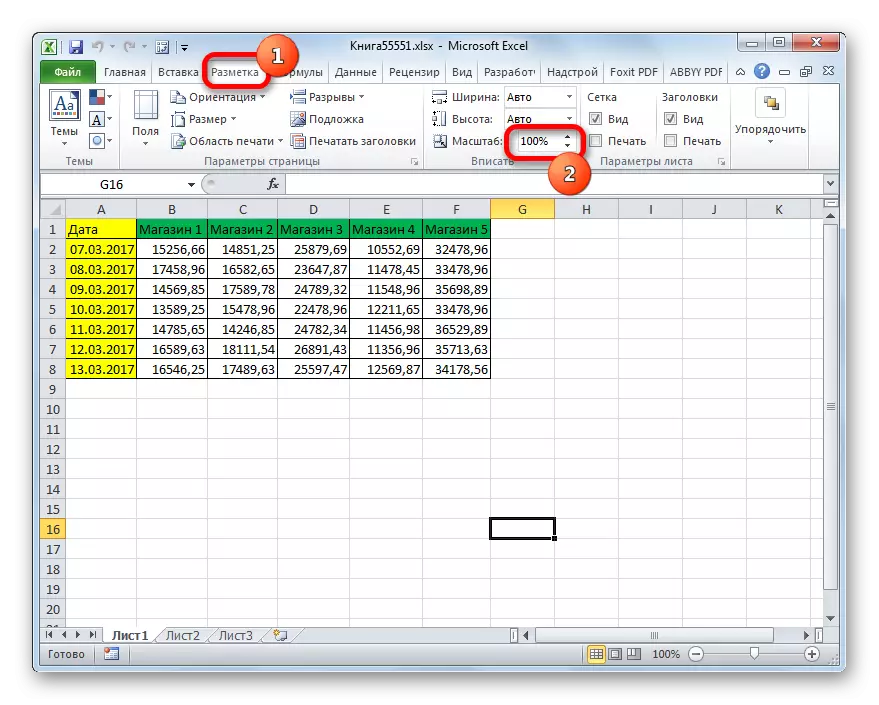 Eskala inprimatzeko orria Microsoft Excel-en