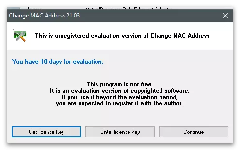 Alusta programmi kasutamine arvuti MAC-aadressi muutmiseks Windows 10-s MAC-aadressi muutmiseks