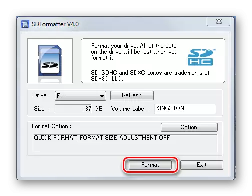 Format buttuna fil SDformatter