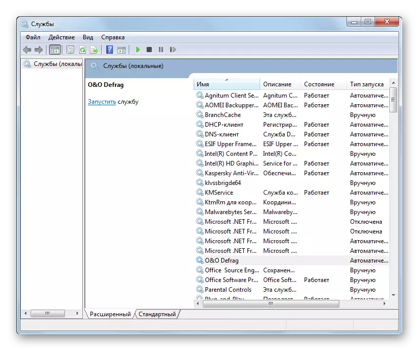 Vmesnik za storitvena orodja v operacijskem sistemu Windows 7