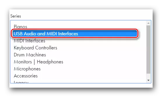 Zgjidhni llojin e pajisjes në faqen e internetit të M-Audio