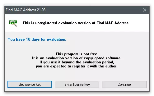 Comezando un programa para definir a dirección MAC da computadora en Windows 10