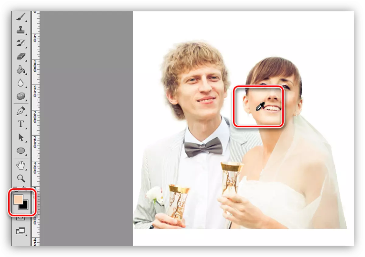 Pipeta de ferramenta de cor de amostra ao decorar fotos no Photoshop