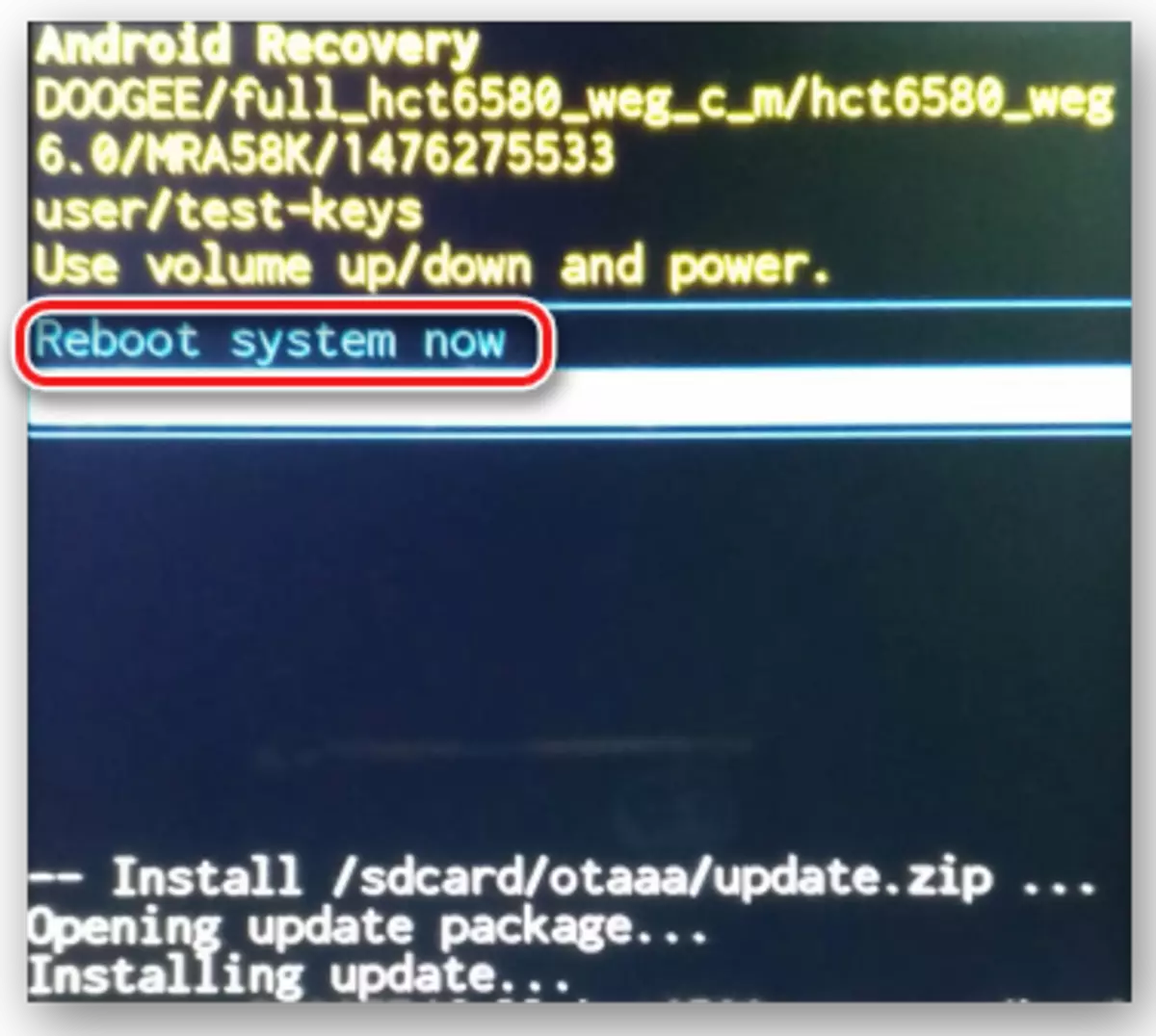DooGee X5 Pamulihan System reboot