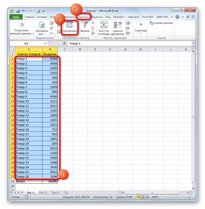 Transición a la clasificación en Microsoft Excel