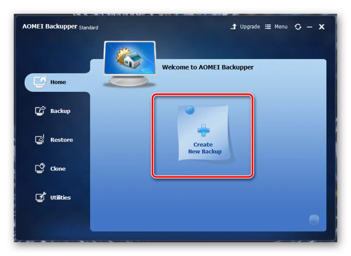 Creació d'una còpia de seguretat en Aomei Backupper a Windows 7