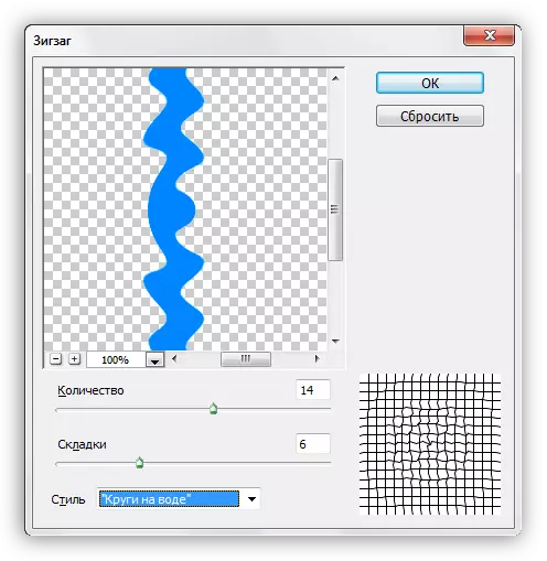 Zigzag filter for deformation of the image in photoshop