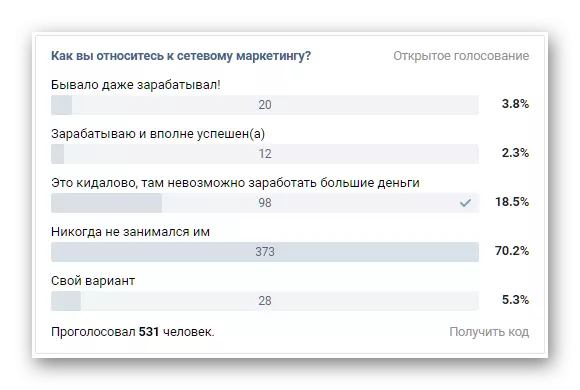 Aptauja VKontakte ar nepareizu balsi