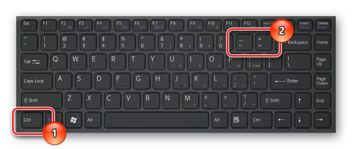 Verwenden der Tastatur-Tastatur-Tastatur, um Vkontakte-Schrift zu vergrößern