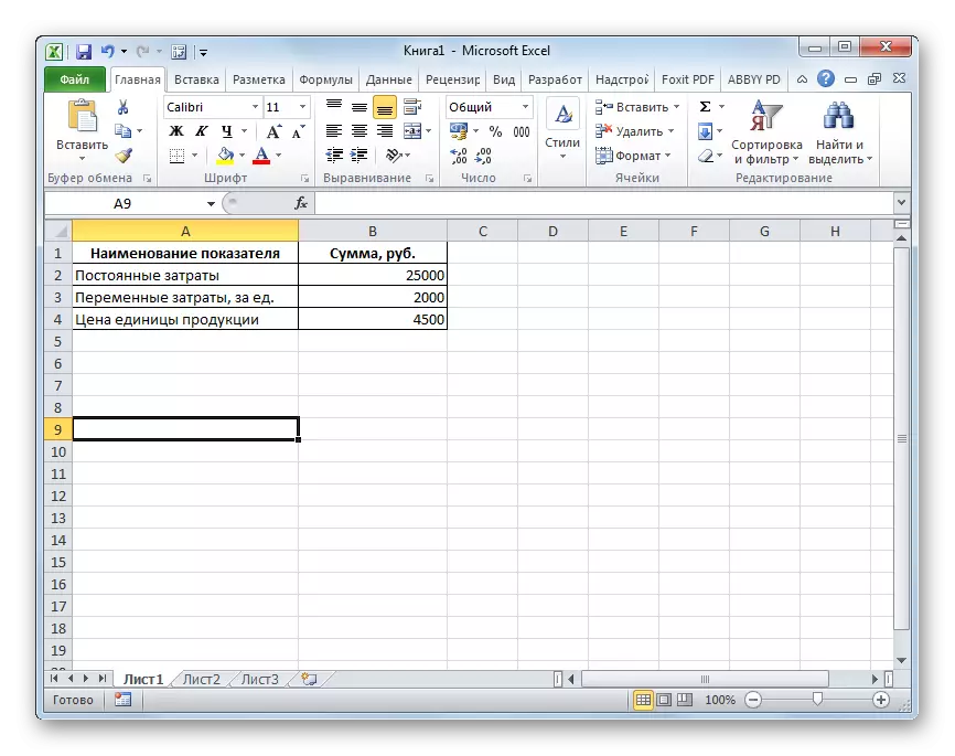 Tabelle der Unternehmensaktivitäten in Microsoft Excel