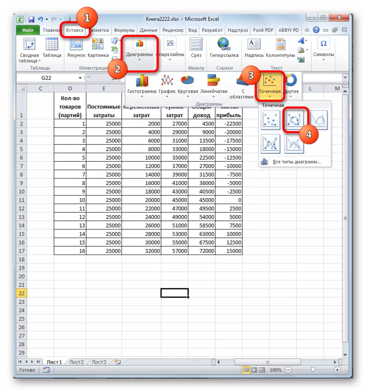 Velg typen diagram i Microsoft Excel