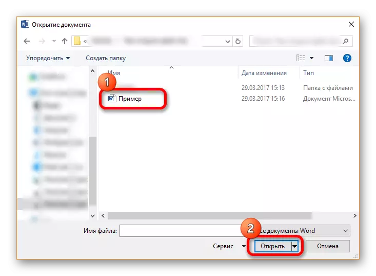 Sélection d'un document Microsoft Office