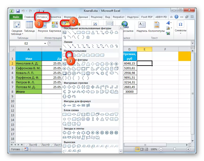 Wybierz figury w programie Microsoft Excel