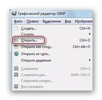 Öffnen einer Datei in GIMP