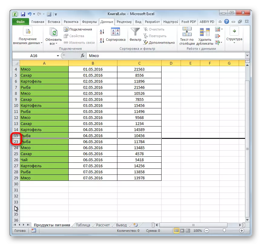 Vico-teritorio estas kaŝita en Microsoft Excel