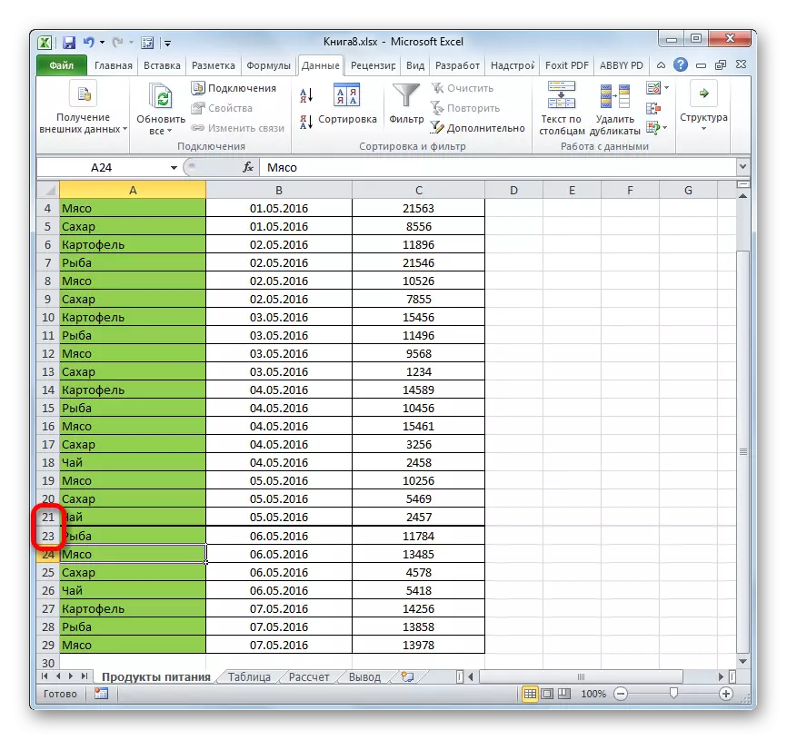 Umugozi wihishe muri Microsoft Excel