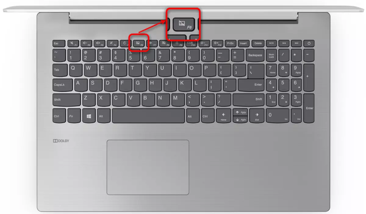 Draai aan en af ​​Touchpad op die Lenovo Office Laptop met 'n warm sleutel