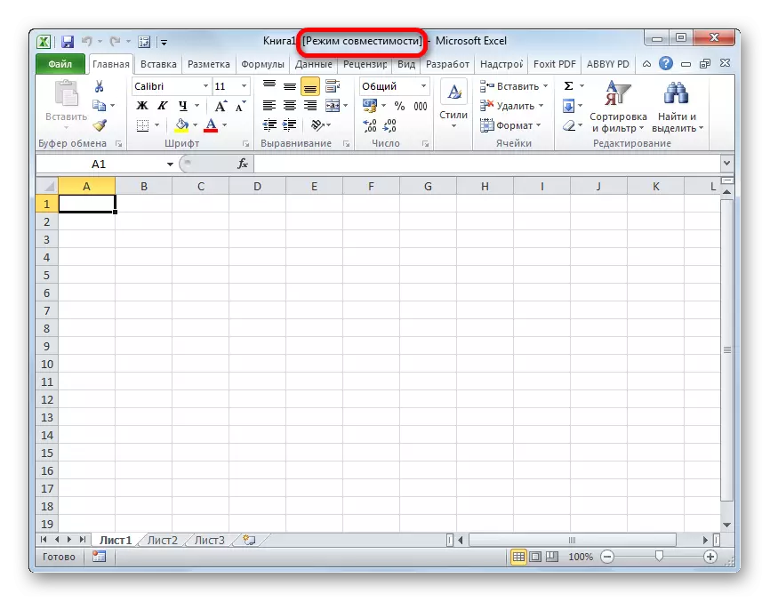 Dokument je ustvarjen v načinu združljivosti v Microsoft Excelu