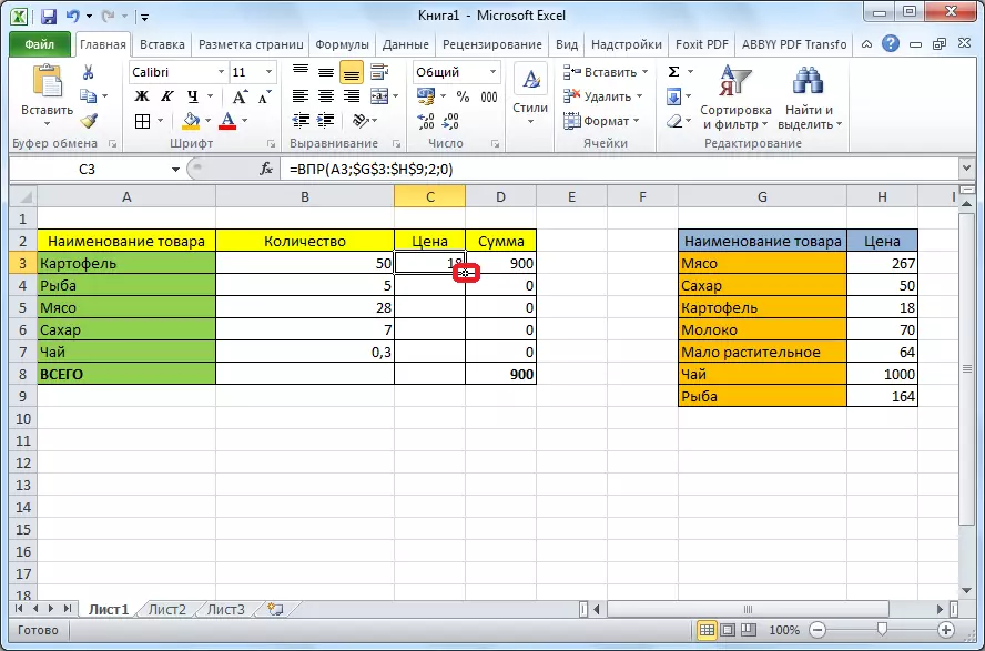 Sostituzione dei valori in Microsoft Excel