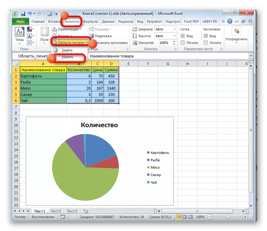Адключэнне галіне друку ў Microsoft Excel