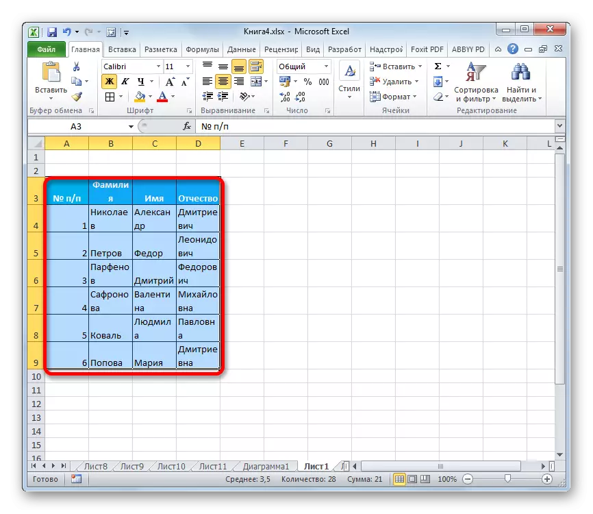 Microsoft Excel'e uygulanan uydurma
