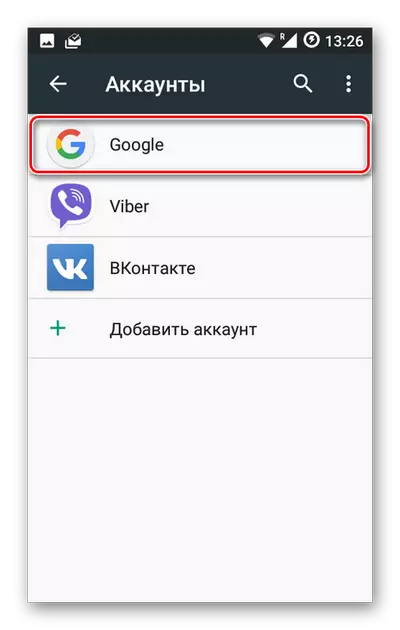 Lista conturilor de pe dispozitivul Android