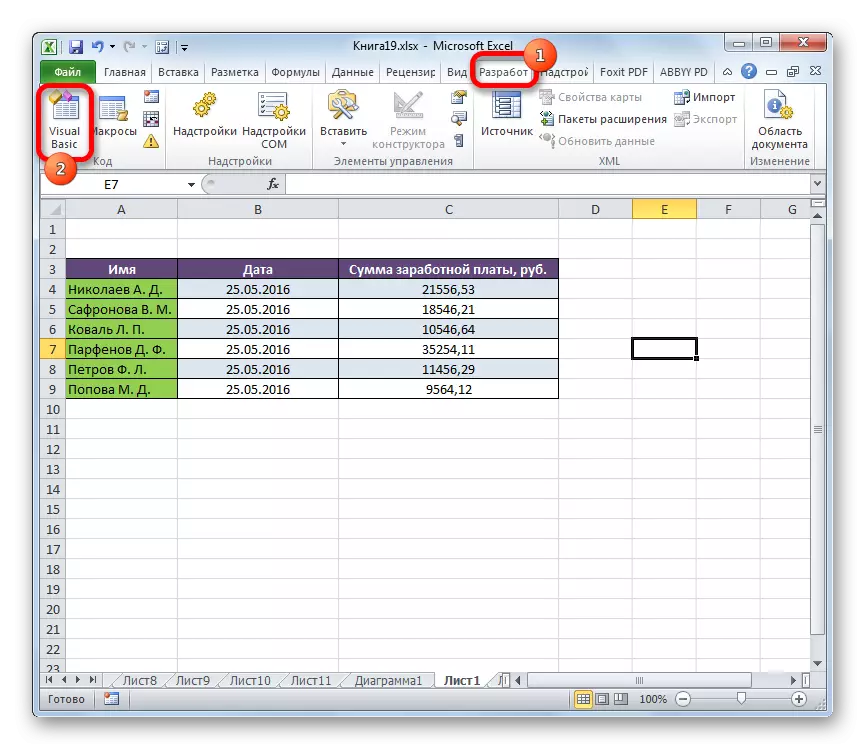 Prehod na Visual Basic v Microsoft Excel
