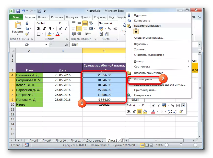 Prehod na obliko celic v Microsoft Excel