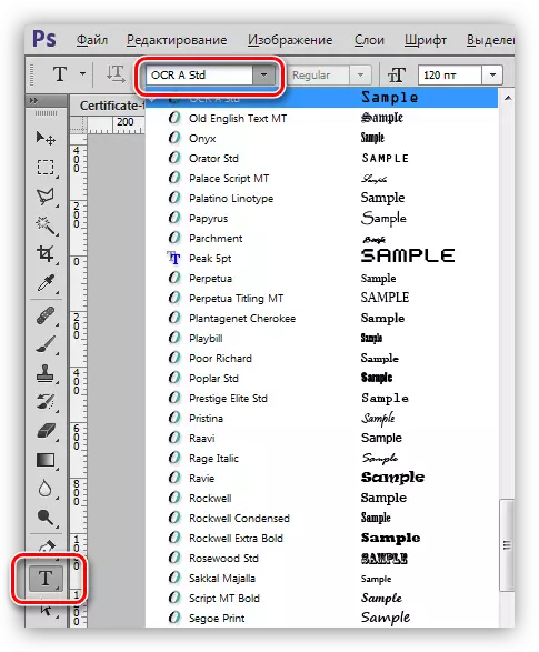 Font Display in Photoshop