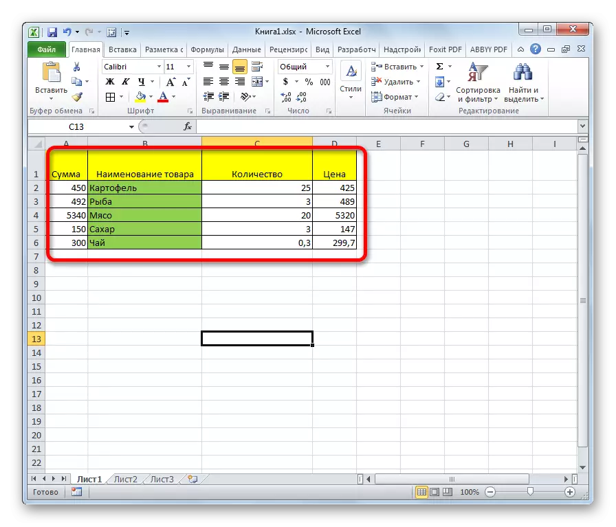 Tabel în Microsoft Excel