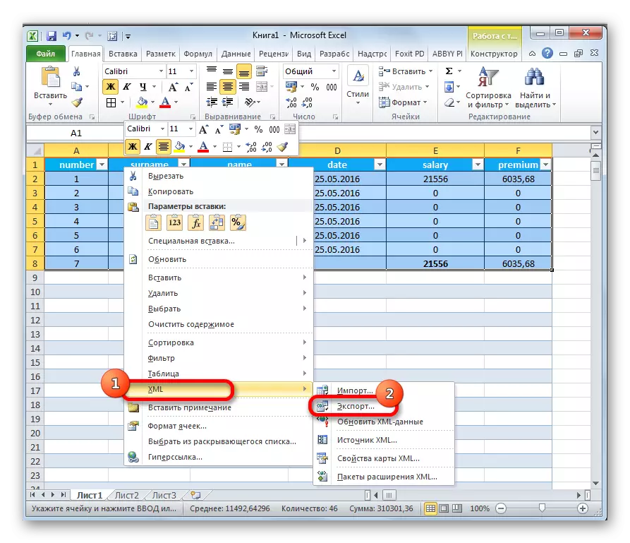 Overgang til eksport til Microsoft Excel