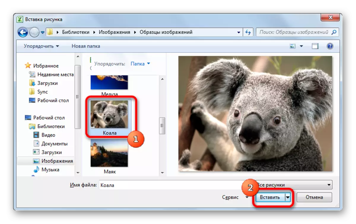 Selectarea imaginilor pentru inserție în Microsoft Excel