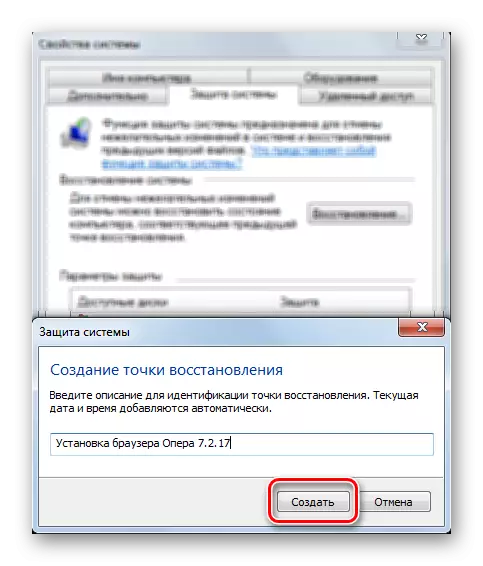 Menentukan nama titik pemulihan Windows 7