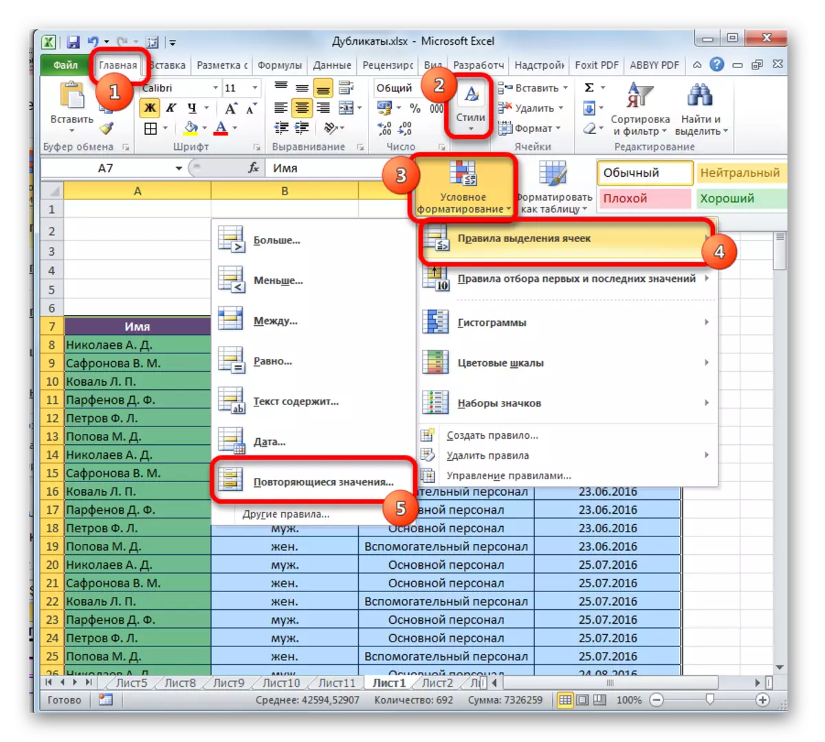 Transición ao formato condicional en Microsoft Excel