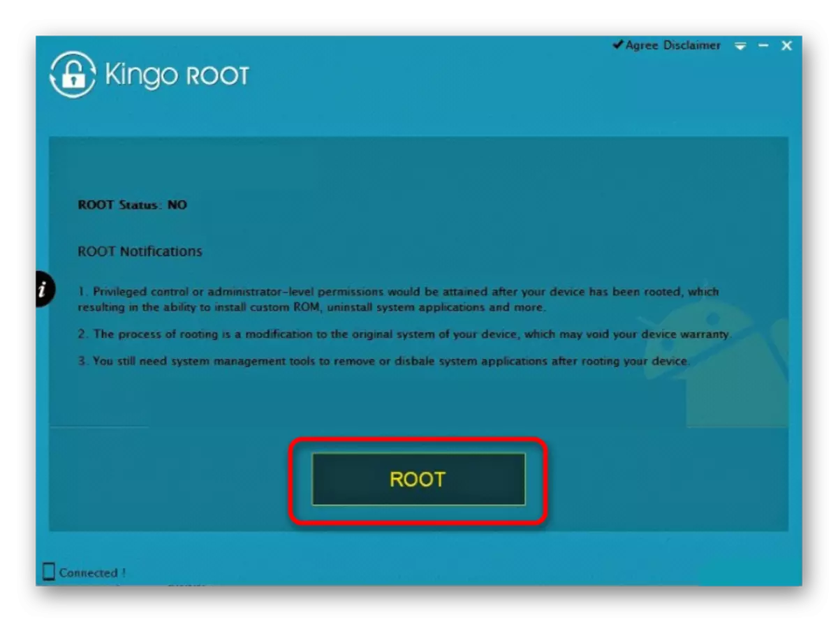 Включити повні права в програмі Kingo Root