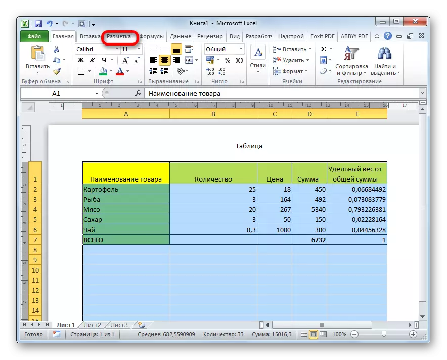 Frais de surcharge dans l'onglet Markup dans Microsoft Excel