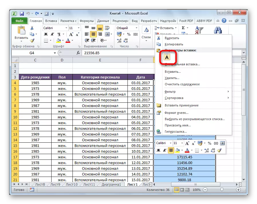 Inseriu dades a Microsoft Excel