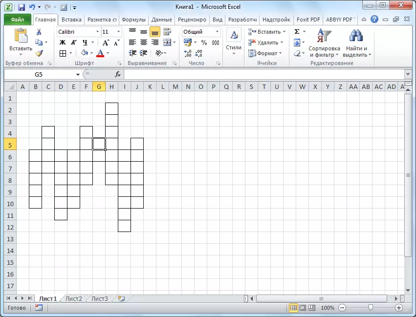 Microsoft Excel లో క్రాస్వర్డ్ డ్రా అవుతుంది