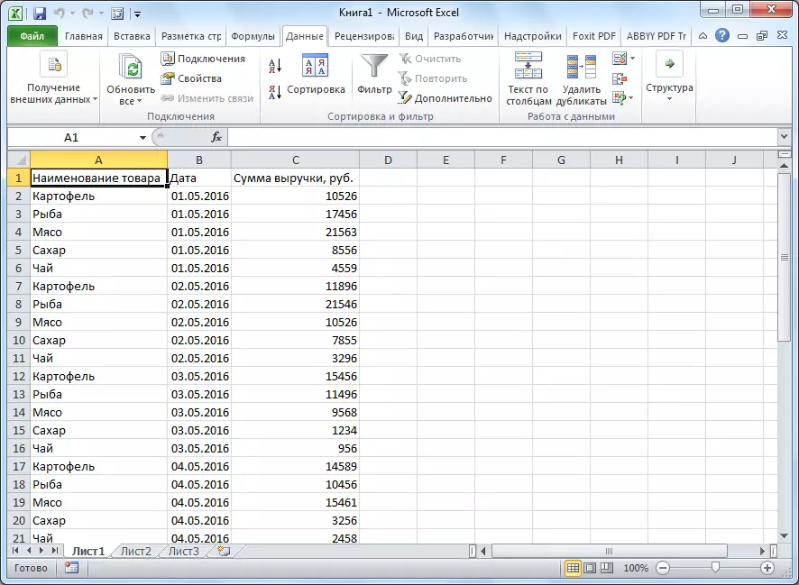 Masa, Microsoft Excel'e eklenir
