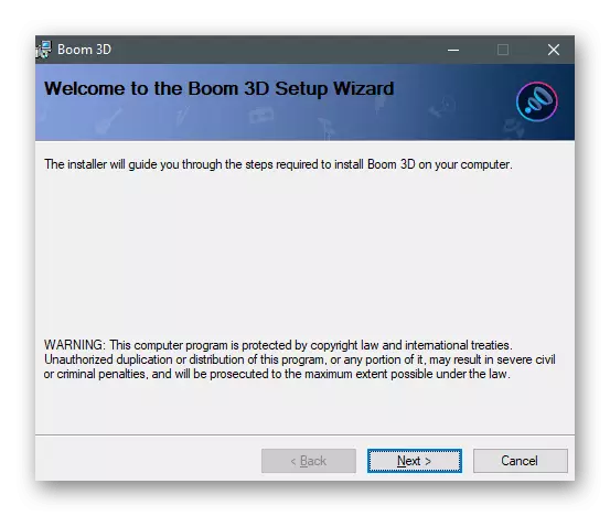 Start installatøren for at øge lydstyrken på en bærbar computer med Windows 10 via Boom3D-programmet