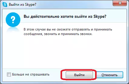 Bekräftelse av avfarten från Skype