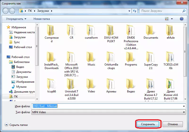 Pag-save sa usa ka file sa Flash Video Downloader alang sa opera