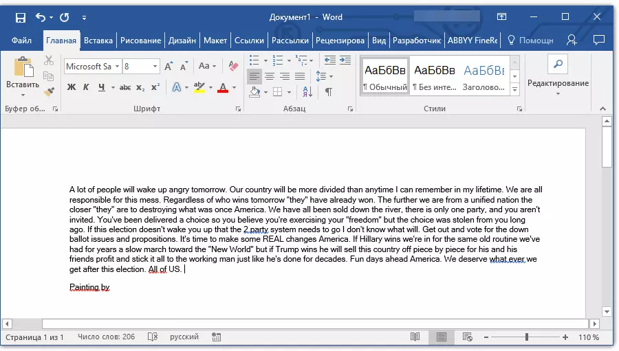Word Document Text
