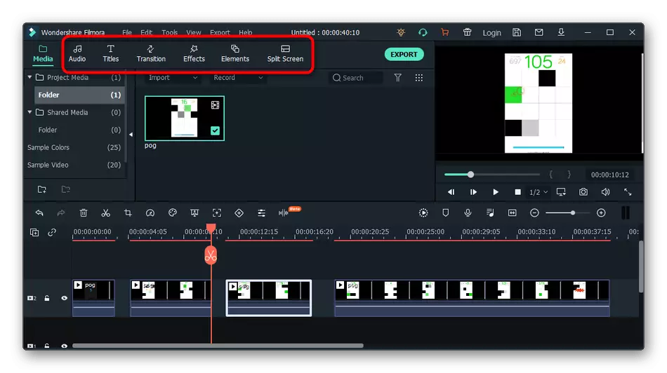 WonderShare Filmoraプログラムの断片にビデオを切断するときに追加機能を使用する