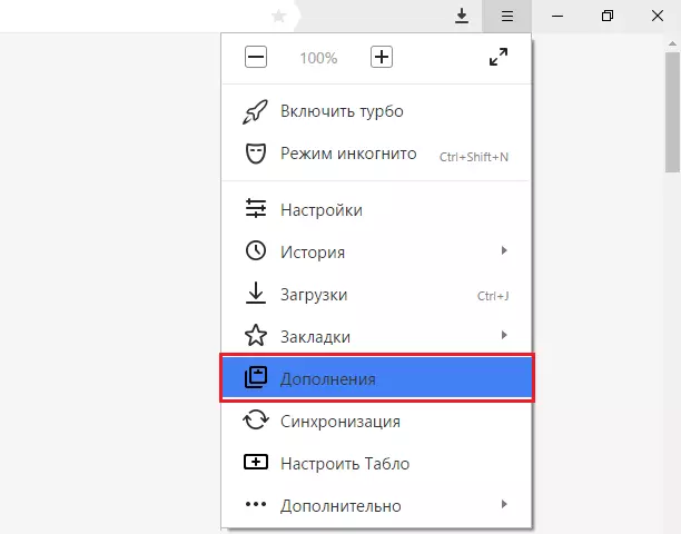 Nyílt kiegészítések a Yandex Browser-3-hoz