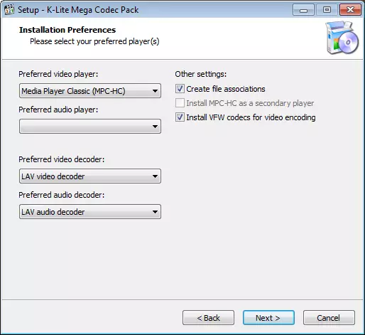 Hilbijartina Hilbijarkên K-Lite Codec Pack Pack Tool Preferences