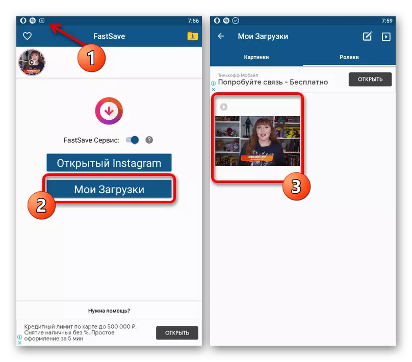 FastSave에서 Instagram에서 직접 방송을 다운로드하는 과정